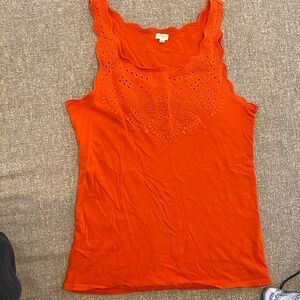 J. Crew Vibrant Orange Eyelet Tank Top
